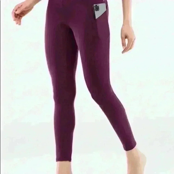 Fabletics Purelux Burgundy Leggings With Pockets Size XXS - Picture 1 of 8